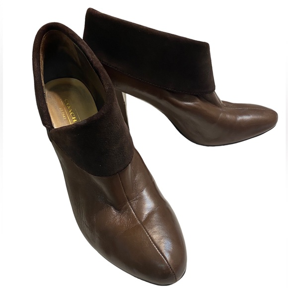 COACH Annika Brown Leather Slip On Pointed Toe Heeled Comfort Ankle Boot… - Picture 1 of 9
